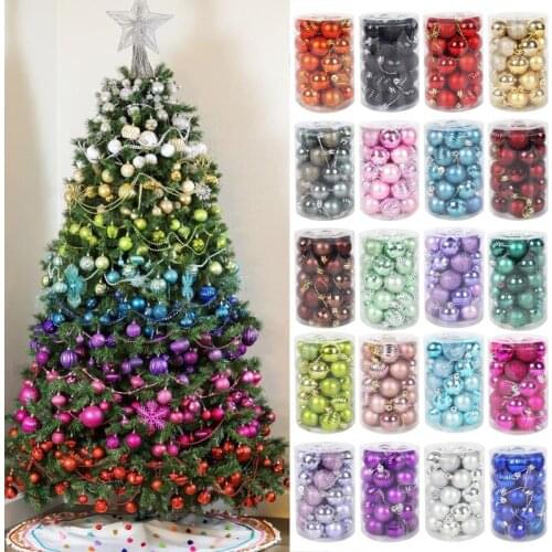 34pcs christmas ornament for xmas home decor light plastic balls natal deco one barrel ball 4cm 2021 hanging pendent new year