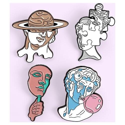 4 style plaster Enamel Brooch David Face Portrait puzzle Lapel Pin Planet hat Backpack jackets custom Badge
