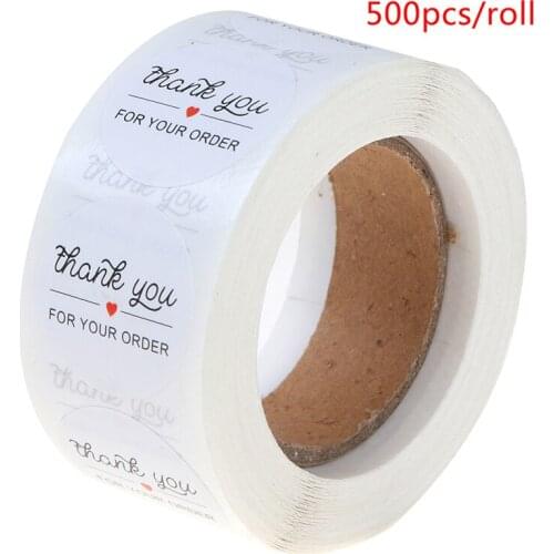 500pcs/roll 1 Inch Round Black "THANK YOU FOR YOUR ORDER " Stickers Seal Labels Scrapbooking For Package Stationery Sticker
