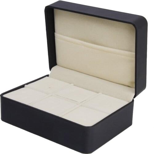 6 Slots Black PU Cuff Links Cufflinks/Tie Clip Store Box Storeage Case Gifts