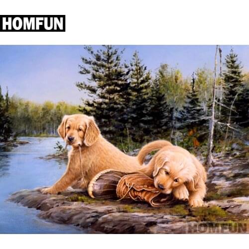 HOMFUN Full Square/Round Drill 5D DIY Diamond Painting "Cute dog baby" Embroidery Cross Stitch 5D Home Decor Gift A01328