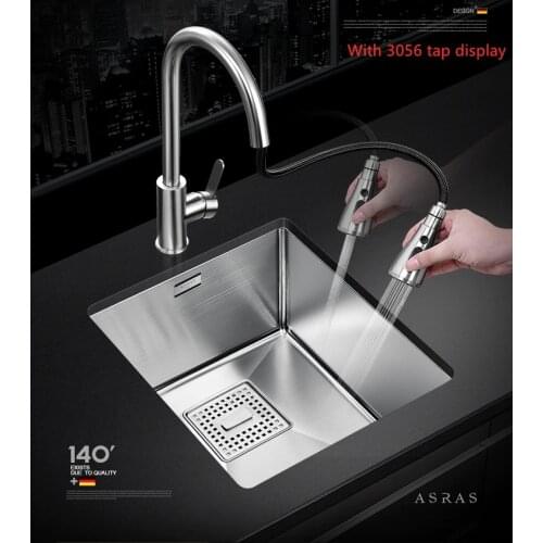 Asras 4643B 304 Stainless Steel Home Kitchen Handmade Small Sink Washbasin Bar Taichun Island Balcony Single-slot Basin