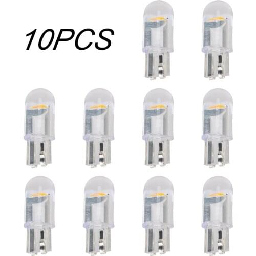 Auto Dome Read DRL Bulb High Bright Car License Plate Lamp 12V COB Glass 10 Pcs 6000K White Ice Blue W5W Led T10 Car Light