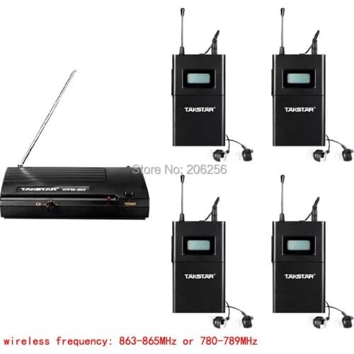 Takstar WPM-200 UHF Wireless Monitor System Stereo In-Ear earphones Transmitter 1pcs Receiver 4pcs Wireless frequency optional