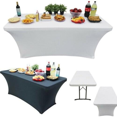 Stretchable Tablecloth Home Restaurant Dining Table Polyester Elastic Cover Wedding Party Tablecloth 183x76x76 cm Size Reusable