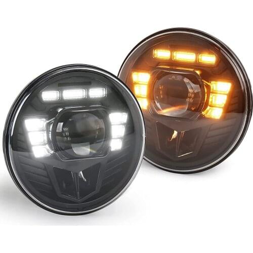 7 Inch LED Headlights 100W with Left Hand Drive Hi/Lo Beam White DRL Amber Turn Signal Compatible with Jeep-Wrangler JK TJ CJ