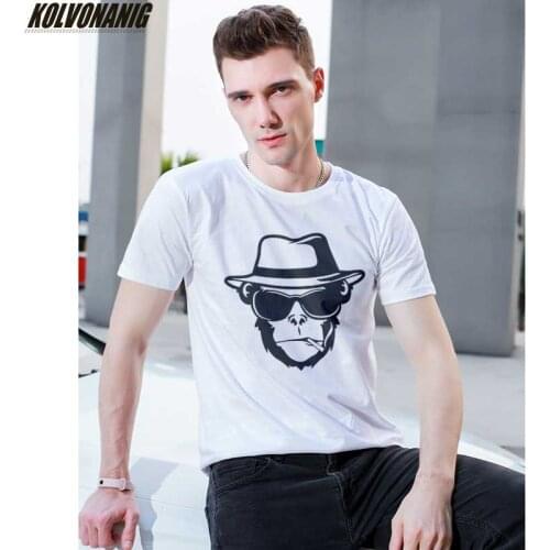 Fashion Creative Monkey Head Smoking Cool Funny Graphic Mens o-Neck T-Shirts Harajuku Hip Hop Streetwear Anime Clothes Tops