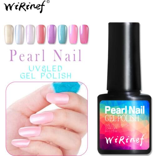 WiRinef Newest Pearl UV Nail Gel Polish Soak Off Pure Color Sea Shell Gel Varnish Pearl Gel Nail Varnish Lacquer