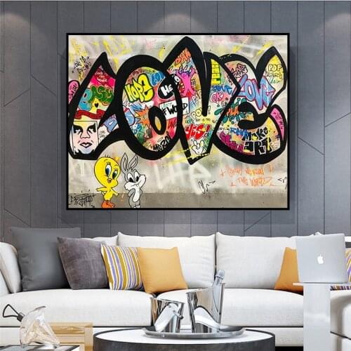Graffiti POP Street Art Print LOVE Pictures Canvas Painting Oil Painting Morden Wall Art Poster Picture in Livingroom Decor Home