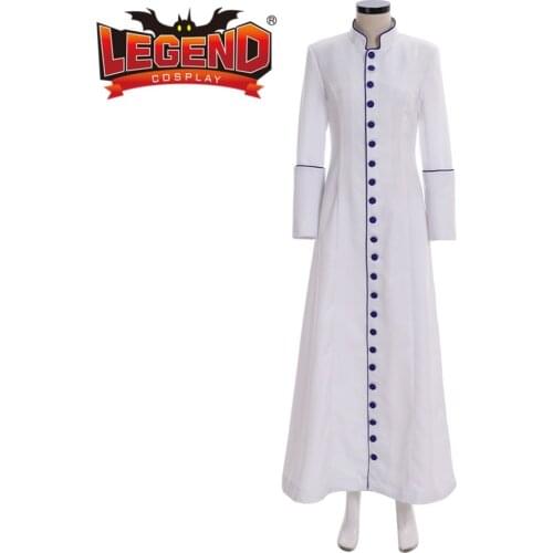 Roman women white Priest Cassock Robe Gown Clergyman Vestments Medieval Ritual Robe
