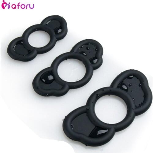 3PCS Penis Ring Male Adult Products Black Silica Gel Time Delay Ejaculation Sex Toys For Men Cock Ring Adult Products Foreskin