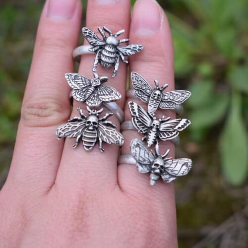 Witchy Deaths Head Moth ring Insect jewelry Gift for her