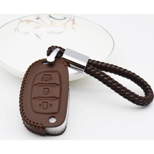 Leather Car Key Cover with Key Holder For Hyundai Genuine Leather Key Shell For Hyundai Hb20 I30 IX20 Solaris Creta Getz IX25