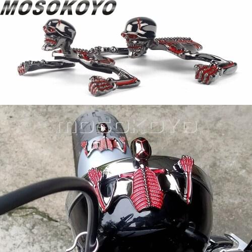 Headlight Visor Front/Rear Fender Mudguard Ornament Skull Skeleton Statue Decorative Figure For Chopper ATV Dirt Bike Universal
