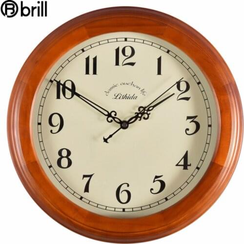 Creative American Retro Solid Wood Wall Clock Modern Design Silent Clocks Wall Home Decor for Living Room Bedroom Decor Gift 50