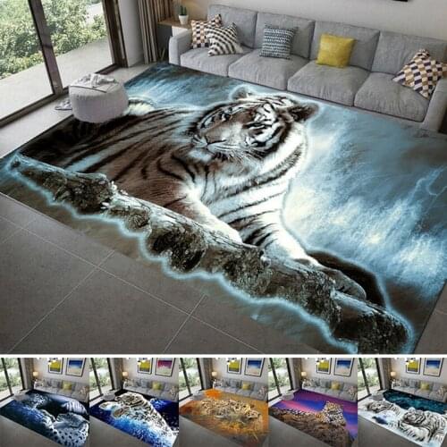 Leopard Tiger Lion Cat Non-slip Area Rugs Large Mat Rugs for Living Room Comfortable Carpet Soft Floor Mat Rugs for Bedroom