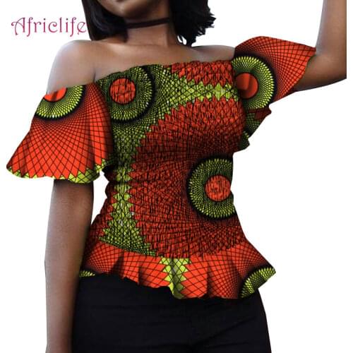 Summer Elastic African T Shirts for Women Dress Tops Tee Curly Hair Girl Printed Clothes WY6861