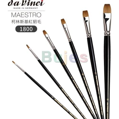 Da Vinci Oil & Acrylic Series 1800 Maestro Oil Paint Brush, Bright Kolinsky Red Sable, good color-carrying capacity