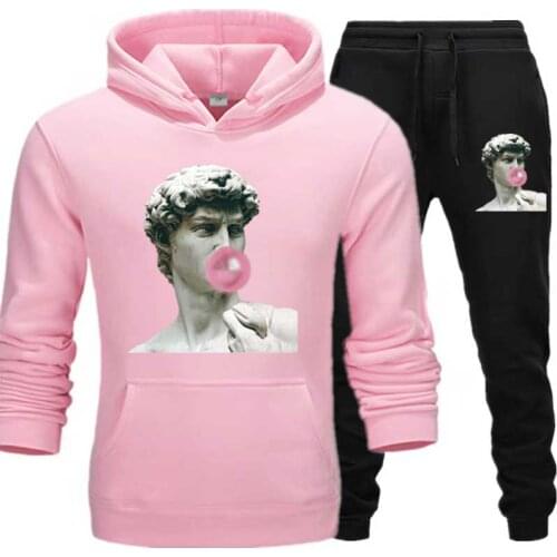 Mens Sets Michelangelo Statue David hoodies and Pants Sportswear hoodies sets Streetwear Pullover Casual tracksuit men clothes