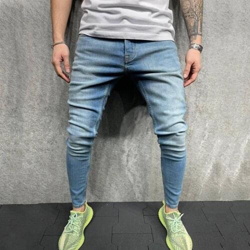 2021 Spring Summer Autumn Pantalones Hombre Plus Size 40 Light Blue Ripped Jeans Men