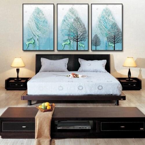 Abstract light green elk 3 piece KIT HD Canvas Painting Modern Home Decoration Living Room Wall Decor Picture