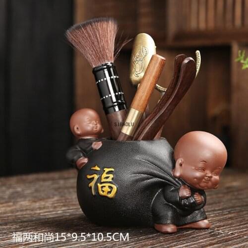 Purple Sand Tea Set Accessories Solid Wood Tea Ceremony Six Gentlemen Set Black Pottery Pig Tea Pet Ornaments Home