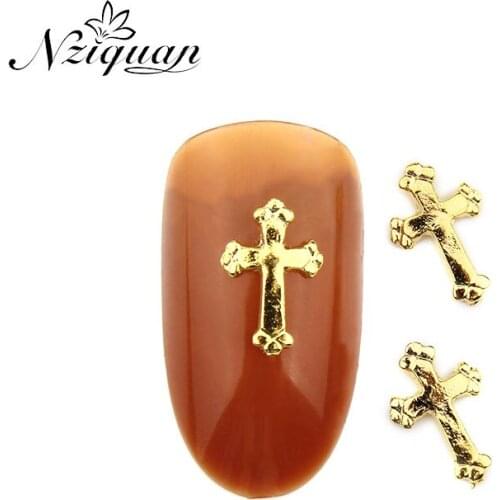 New listing 20 pieces of NZIQUAN charm metal alloy cross nails Strass charm manicure accessories 3D nail decoration art