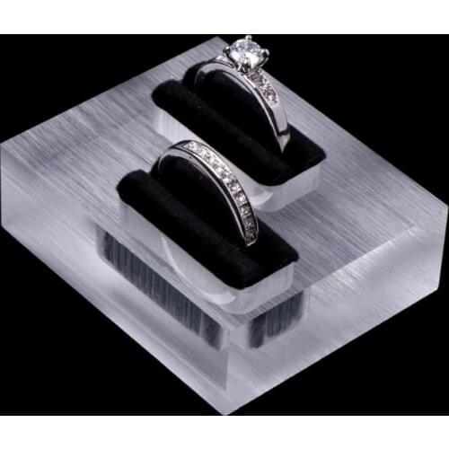 Clear Acrylic Double Rings Display Stand Jewelry Store Showcase Holder Organizer