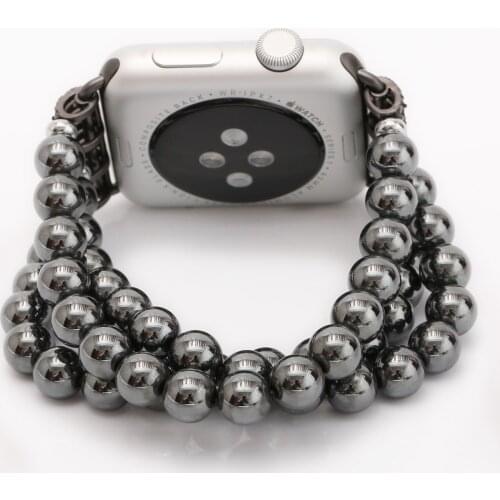 Strap For Apple Watch band 44mm 40mm for iWatch 42mm 38mm Stainless steel Hematite bracelet for Applewatch series 6 SE 5 4 3