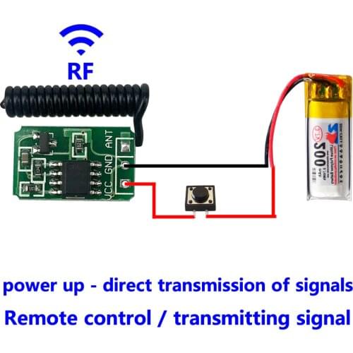 RF 433 MHz Remote Control Micro transmitter Module Mini small 3.7v 4.5v 6v 9v 12V Battery power wireless switch accessories