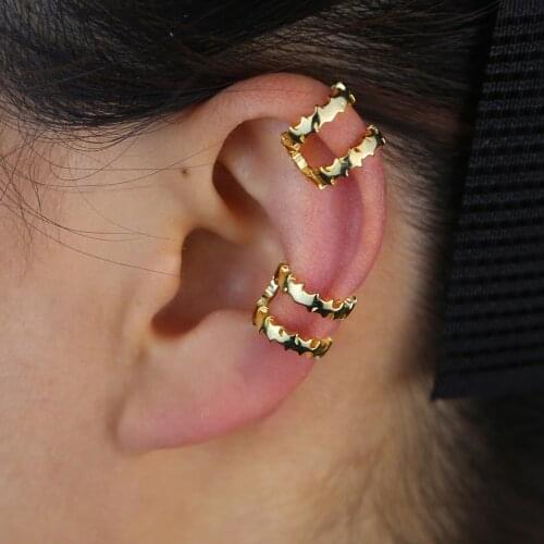 1 Piece Simple Cute Clip On Earring No Pierced 2 Layers Ear Cuff Gold Color Dainty Jewelry For Women Wedding Gift