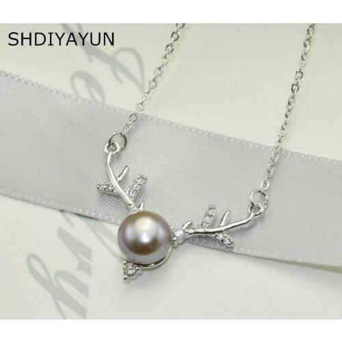 SHDIYAYUN 2020 Fine Pearl Necklace 925 Sterling Silver Jewelry For Women Pearl Jewelry Elk Natural Pearl Pendants Choker Femme