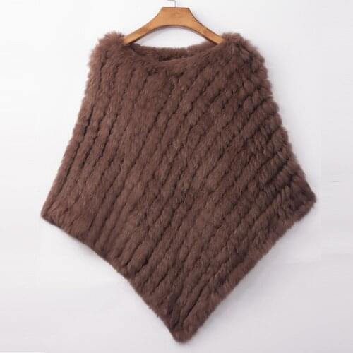 ETHEL ANDERSON Real Rabbit Fur Knitted Fur Poncho Vest Party Wrap Coat Shawl Womens Natural Fur Wedding Gift Wholesale Discount