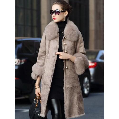 Coat Fur Real Female Natural Rabbit Fur Coat Winter Jacket Women Fox Fur Collar Warm Long Jackets Manteau Femme 619064 s