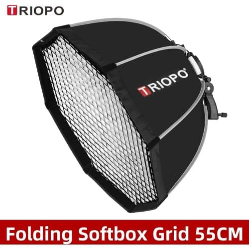 Triopo KS55 55cm Speedlite Portable Octagon Umbrella Softbox with Honeycomb Grid Outdoor Flash Soft Box for Canon Nikon Godox