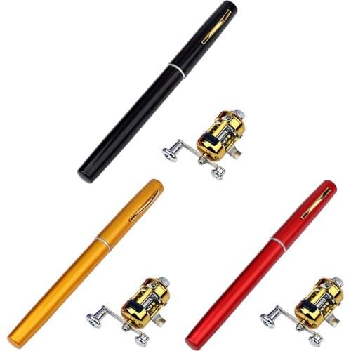 1M Mini Telescopic Fishing Rod Aluminum Portable Super Hard Stream Rod Folding Fishing Rod with Reel Wheel