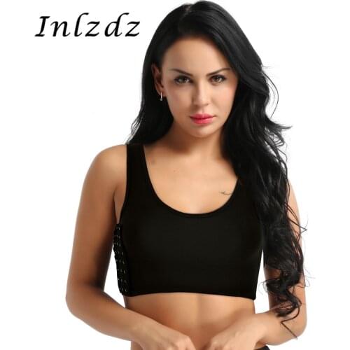 Womens Sports Top Breathable Super Flat Chest Binder Short Corset Sport Bra Chest Binder Tank Top for Tomboy Lesbian
