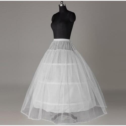 A-line White Nylon 1 Tulle 3 HoopS Wedding Petticoat Dress Underware Bridal Bustle Crinoline