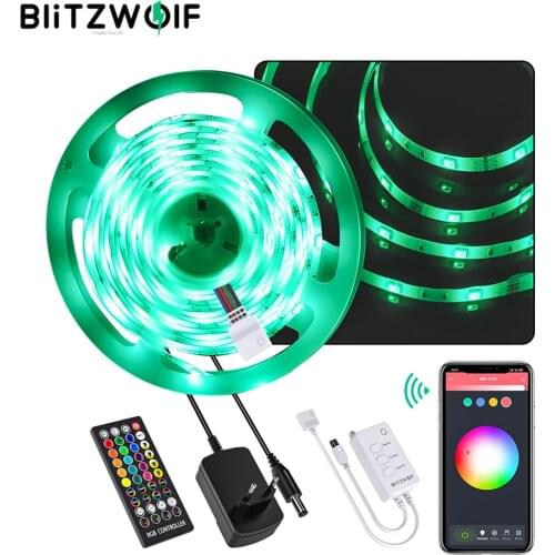 BlitzWolf BW-LT34 5M WiFi RGB Music LED Light Strip Kit IR Remote Control Smart LED Lighting Works with Alexa Google Assistant