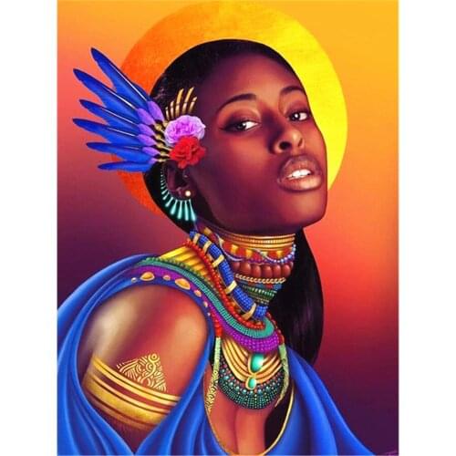African Woman DIY Cross Stitch 11CT Embroidery Kits Craft Needlework Set Cotton Thread Printed Canvas Home Decoration Design