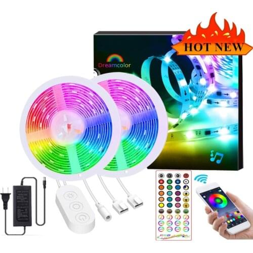 WIFI Bluetooth RGB LED Light Strip 5050 5M 10M LED Tape DC12V Waterproof Ribbon Diode 5M Flexible Ledstrip Music Controller