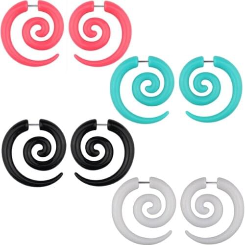 1Pair Acrylic Spiral Ear Plug Stretching Tapers Body Jewelry Wholesale Acrylic Ear Tapers Fake Ear Expander Tunnel Set Kit