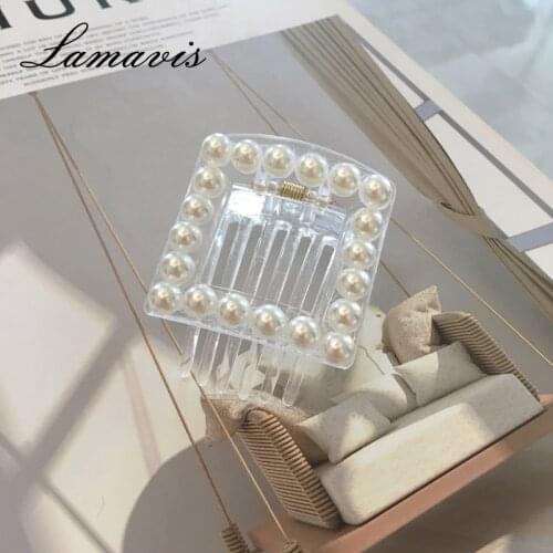 Love Heart Shape Square Pearl Hair Catch Small Hairpin Cute And Playful WomenS Clip Hair Accessories Fashion Everyday Outfits