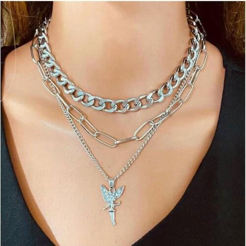 HaHaGirl Women Necklace Flower Fairy Elf Necklace For Women Girl Cute Angel Wings Believe Crystal Pendant Necklaces Jewelry Gift