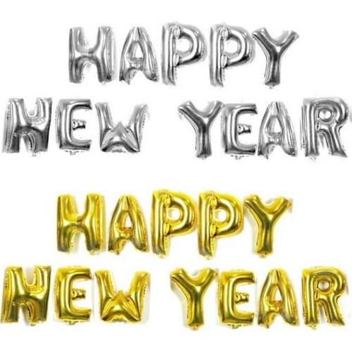 Gold or silver 2018 Happy New Year Floated Foil balloons photo props Graduation New Years Eve party decorations
