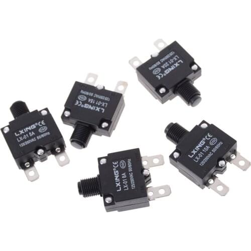1pcs Thermal Switch Circuit Breaker Overload Protector Disconnecting Current 5A 8A 10A 15A 20A Overload Switch Terminals 2 Pin