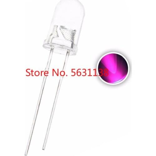 1000pcs 5mm Pink DIP LED Emitting Diode Water Clear Lens Light F5 PINK color Round 20mA 3V Lamp light beads short legs chip leds