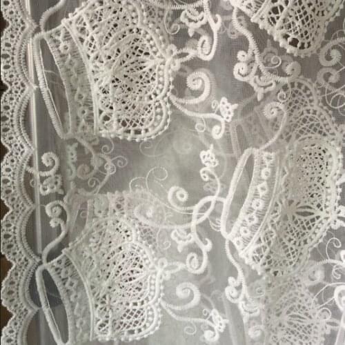2Yards High Quality White Crown Handcut Organza Voile Lace Swiss African French Lace Fabric Nigerian Bridal Lace Wedding Dress
