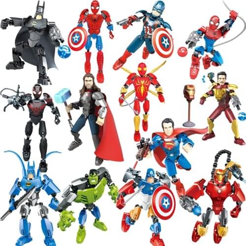 2021 New Avengers series Iron Man, Spiderman, Batman, Hulk blocks puzzle set childrens toy gift