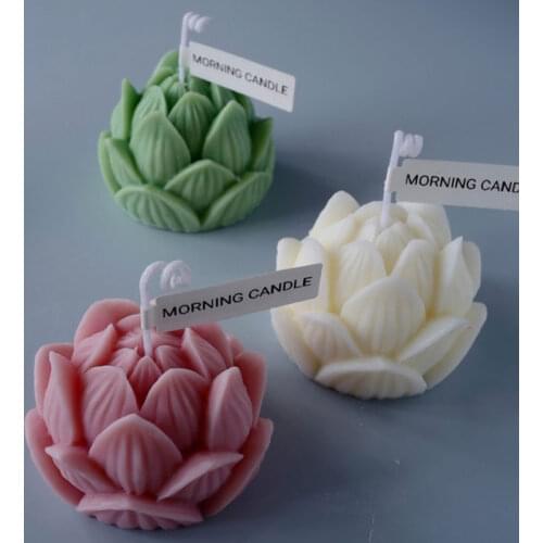 2021DIY peony handmade scented candle mold lotus silicone 3D lotus shape soap silicone mold soap model